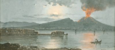 Neapolitan school, Bay of Naples with Vesuvius, gouache and watercolour, 3.5