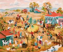 Dina Yeltseva (b.1965) Russian, 'Giant Turnip', oil on canvas, signed, 9.75