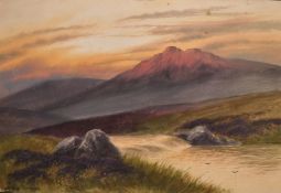 Alfred Grahame, A pair of Dartmoor gouaches + another pair by H. parr and a watercolour of a moorla