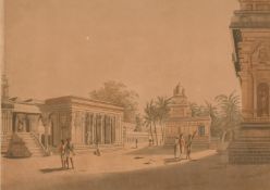 After Col. Ward (19th century) 'A View Within the Walls of A Pagoda, Madras', Aquatint, 11.5