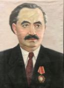 20th Century Russian School, A bust length portrait of a gentleman wearing the medal of the order of