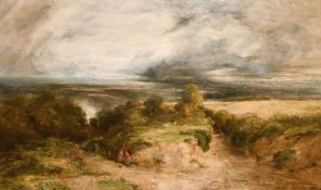 David Cox Sr (1783-1859) British, Vale of Clwyd looking towards the Rhyl Sands, oil on canvas,