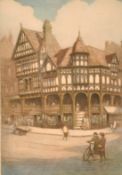 Robert Herdman-Smith (1879-1945) British, Two views of Chester, coloured etchings, signed and