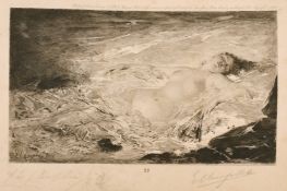 After Charles Chaplin, A reclining female nude, etching, signed in pencil and inscribed, 9