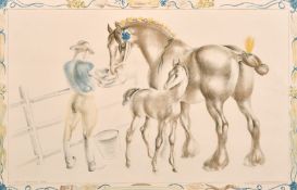 John Skeaping (circa. 1945) 'Mare and Foal', lithograph, 20