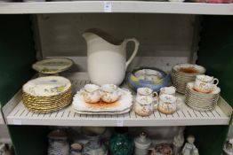 Floral decorated part dessert service,Lemoge china includes cups and saucers plates etc