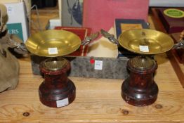 A pair of bronze and marble tazza's