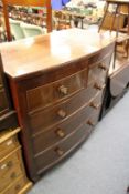 A Victorian mahogany bow front chest of drawers