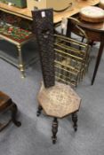 A carved walnut spinning chair