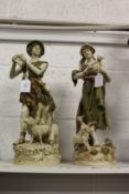 A good pair of Royal Dux pottery figures of a shepherd and shepherdess