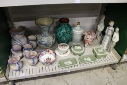 Wedgwood green jasperware boxes and trays and other decorative china