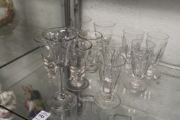 A good George III cordial glass and group of small 19th century rummers