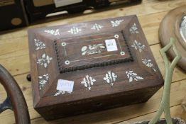 Mother of pearl inlaid rosewood sewing box