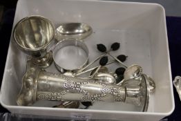 A small collection of silver to include a bud vase