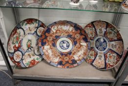 Three good large Japanese Imari chargers