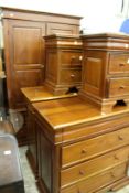 Modern cherrywood bedroom suite comprising wardrobe bedframe pair of chests and pair of bedside