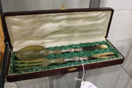 A pair of French decorative salad servers, boxed