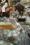 A Baccarat moulded glass figure of a prancing horse
