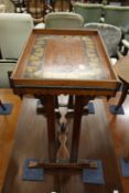 A walnut tray top occasional table with painted decoration