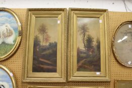 Rural scenes oil on board a pair