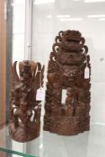 Two Eastern carved hardwood deities