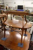 A good sheraton revival satinwood crossbanded mahogany two tier tray top etagere
