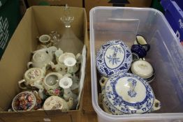 Two boxes of decorative china