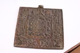 A Tibetan bronze buddistic plaque