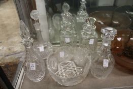 Cut glass decanters etc