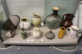 A good collection of studio pottery to include vases and jugs etc