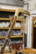 An antler handled walking stick