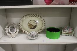 A creamware dish and other decorative china