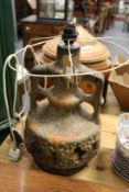 A large Continental studio pottery lamp