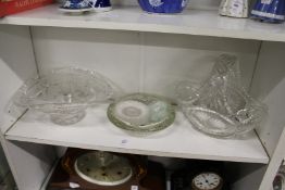 Cut glass bowls and a flower basket