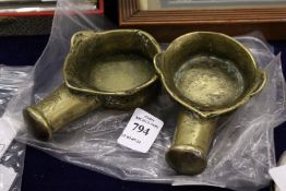 Two Chinese bronze irons