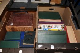 Two boxes of assorted books to include a family bible