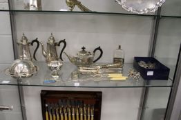 A small group of plated ware to include cutlery