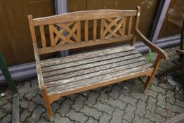 A wooden garden bench