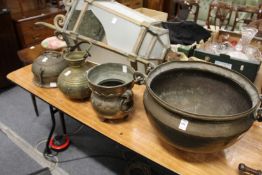 Four Eastern brass and copper vessels