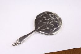 A small engraved silver chatelaine hand mirror, Birmingham 1920
