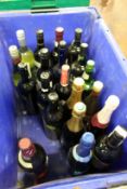 A box of assorted wines and spirits
