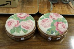 A pair of Victorian circular foot stools