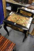 A Boulle style single drawer side table on cabriole legs