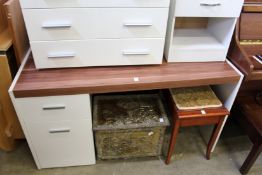 A modern laminated and wood effect pedestal desk/dressing table