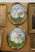 D Wellard A portrait of dogs oil on canvas framed oval