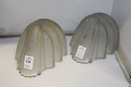 A pair of Art Deco opaque glass shades