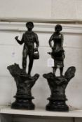 A pair of spelter figures