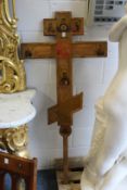 A large gilt and painted Russian orthodox crucifix