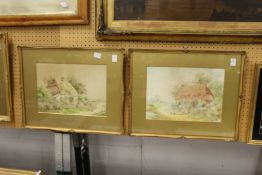 Sam Praag country cottage near Canterbury and a Sussex cottage watercolours a pair