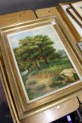 T Robinson wooded rural landscape oil on canvas